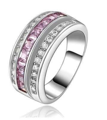 FABULOUS BRAND NEW 10 KT WHITE GOLD RING WITH PINK & WHITE TOPAZ.