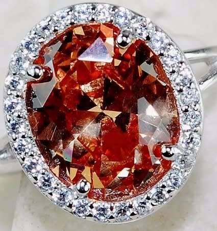 STUNNINGLY BEAUTIFUL RARE CERTIFIED NATURAL PADPARADSCHA SAPPHIRE AND TOPAZ STERLING RING.