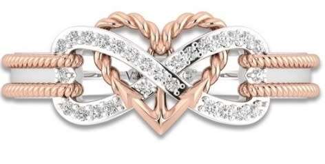 FABULOUS BRAND NEW BEAUTIFUL INFINITY 9 CT ROSE GOLD AND STERLING SILVER RING.