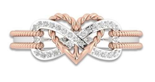 FABULOUS BRAND NEW BEAUTIFUL INFINITY 9 CT ROSE GOLD AND STERLING SILVER RING.