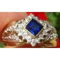 DIAMONDS X 16 AND SAPPHIRE GOLD RING