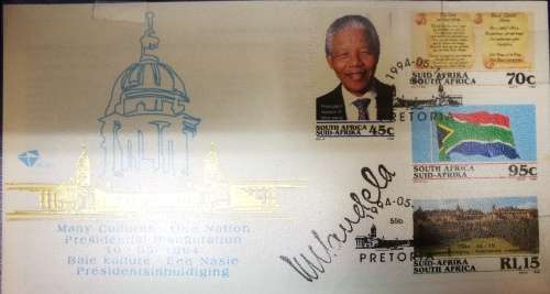 Mandela and De Klerk. Collection of coins, ballot paper, first day covers etc.