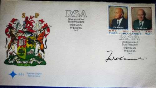 Mandela and De Klerk. Collection of coins, ballot paper, first day covers etc.