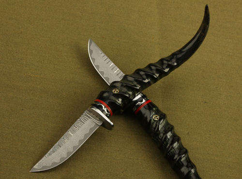 Hand Made Damascus Blade!! Antelope Horn Handle! ON Sale! Don't Miss!!