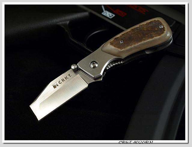 CRKT 4020RH, Graham Stubby Folding Razel, Ram Horn Handle, Razor-Sharp Edge