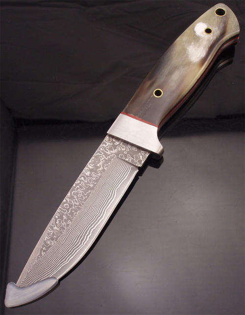 Hand Made, Damascus Blade, Bull Horn Handle, Very Beautiful!!