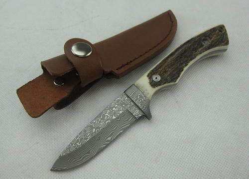 Hand Made Damascus Blade!! Antler Handle! ON Sale! Don't Miss!!