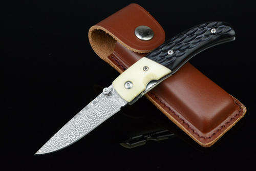 Hand Made, Damascus Blade, Folder Knife, KJ, Very Beautiful!!