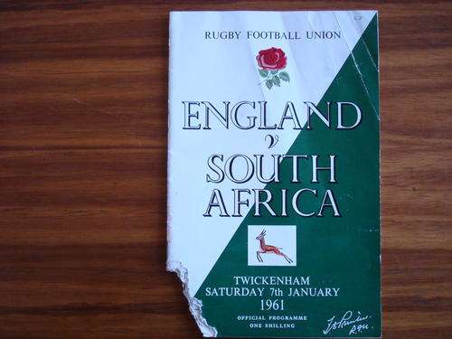 Match programme: England vs South Africa 1961