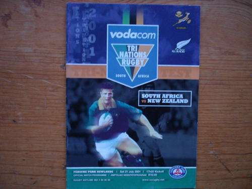 Rugby match programme. SA vs New Zealand 21 July 2001