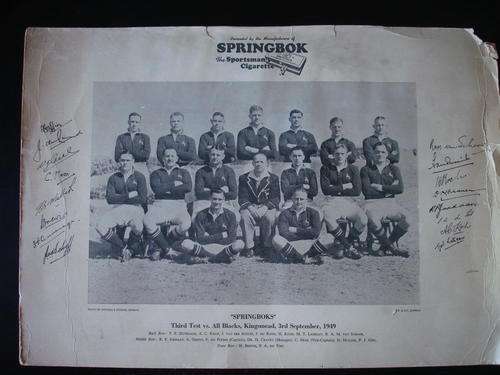 Springbok Cigarettes Photo of Springbok team 3rd test 1949