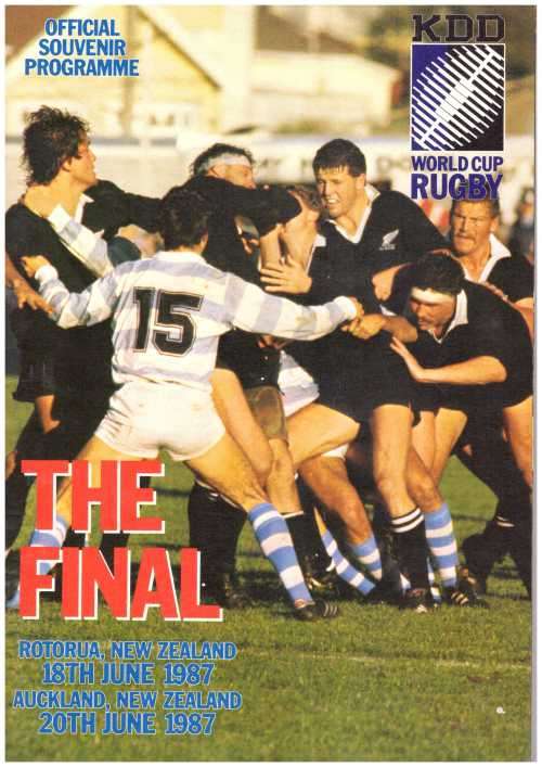 Rugby programme. 20 June 1987 Rugby World Cup FINAL NZ vs France & Aus vs Wales 18/61987
