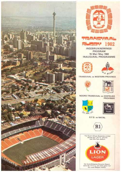 Rugby programme Inauguration Ellis Park 15 May 1982 First (unofficial) Test Union Day