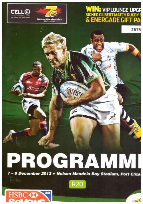 Rugby programme. 2013 SA Leg of IRB Sevens. Nelson Mandela Bay Stadium