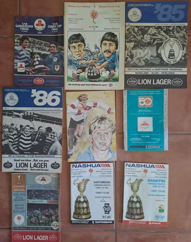 36 X Currie Cup final rugby programmes 1971-2016 For full details, see below
