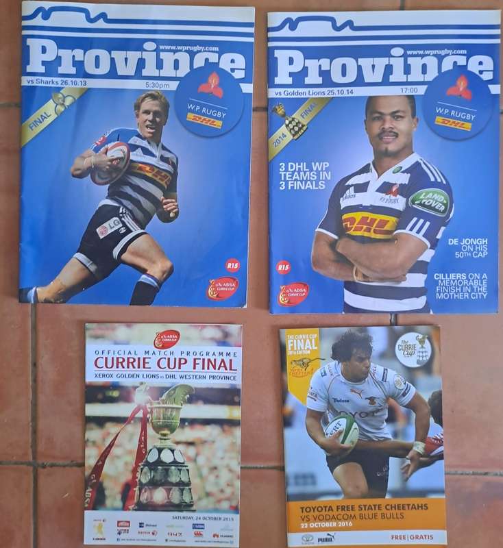 36 X Currie Cup final rugby programmes 1971-2016 For full details, see below