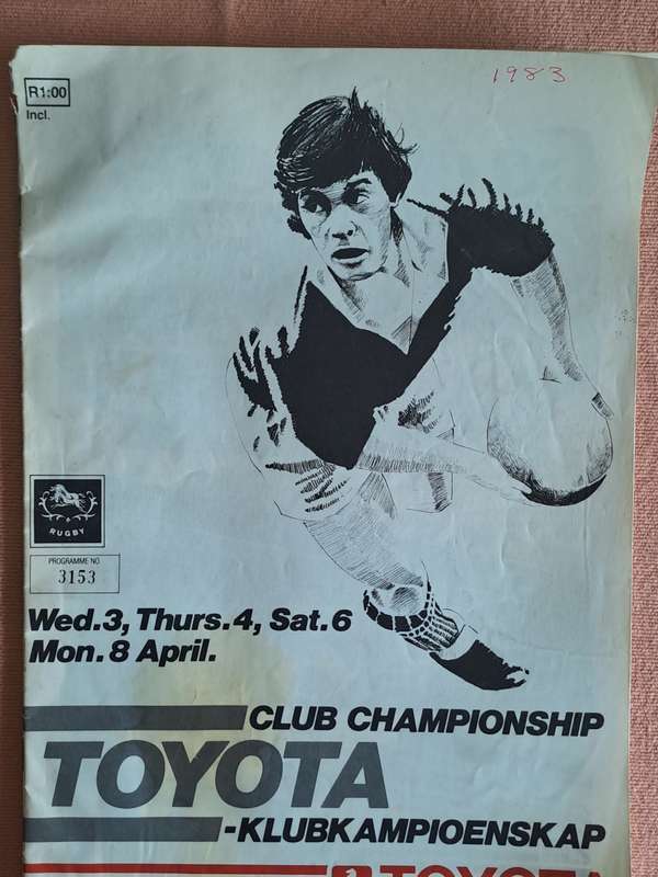 Rugby programme. National club championships Durban 1985