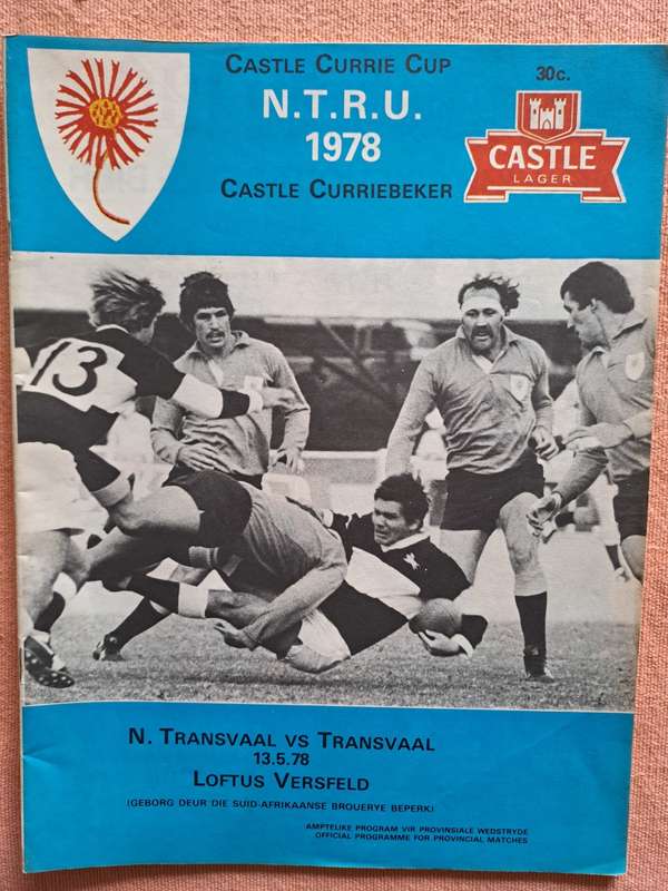 Rugby programme. Northern Transvaal vs Transvaal 13 May 1978 Currie Cup