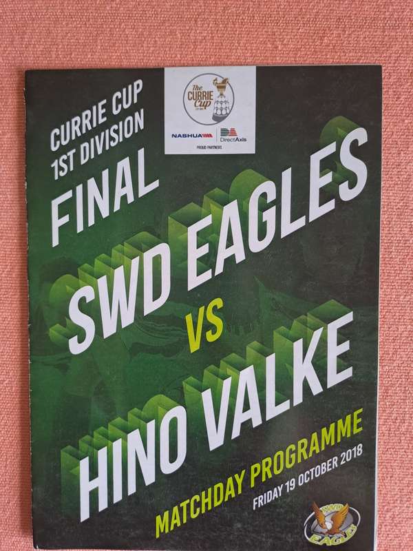 Rugby programme. SWD Eagles v Valke Currie Cup 1st Division FINAL 19 October 2018