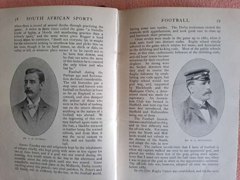 Sport book incl ch on rugby `South African Sports` Parker (1897) H/C One of oldest SA books on sport
