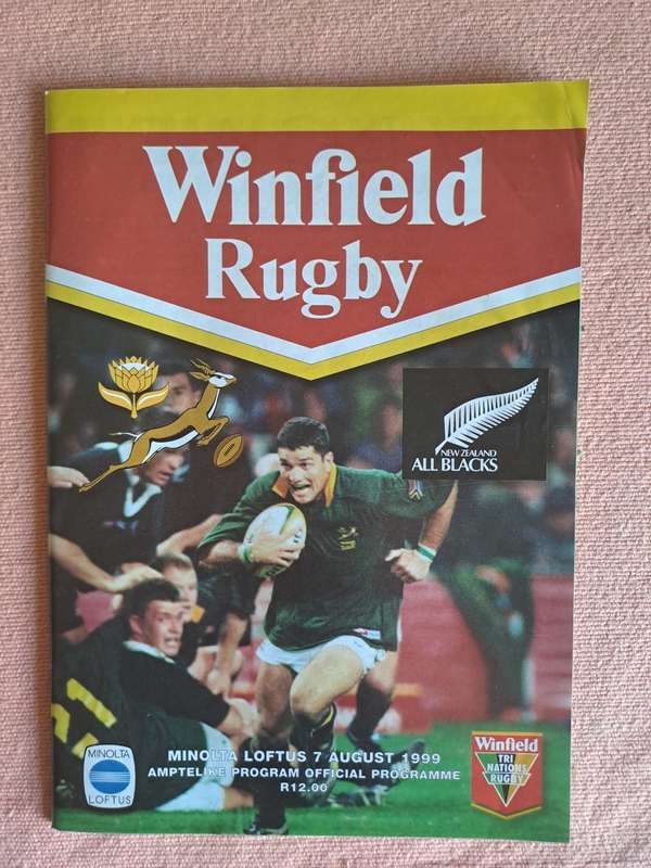 Rugby programme. SA v New Zealand 7 Aug 1999 Loftus Versfeld