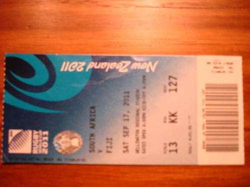 Ticket: 2011 RWC South Africa vs Fiji. Wellington