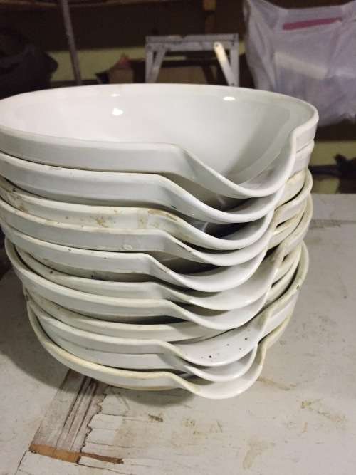 Set of 11 ceramic bowls used in chemistry lab
