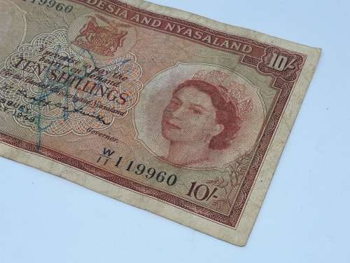 BANK OF RHODESIA AND NYASALAND 10 SHILLING 18TH JULY 1958 BANK NOTE