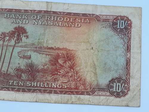 BANK OF RHODESIA AND NYASALAND 25TH JANUARY 1961 TEN SHILLING BANK NOTE