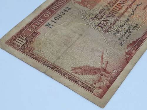 BANK OF RHODESIA AND NYASALAND 10 SHILLING 18TH JULY 1958 BANK NOTE