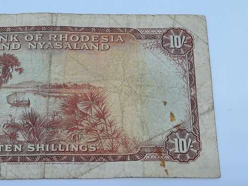 BANK RHODESIA NYASALAND 25TH JANUARY 1961 TEN SHILLING BANK NOTE