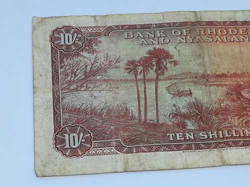 BANK OF RHODESIA NYASALAND TEN SHILLING 17TH JUNE 1960 BANK NOTE