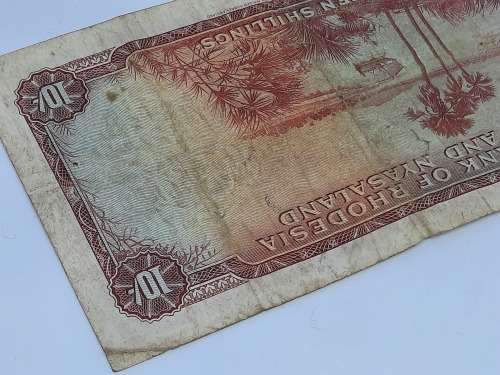 BANK OF RHODESIA NYASALAND TEN SHILLING 17TH JUNE 1960 BANK NOTE