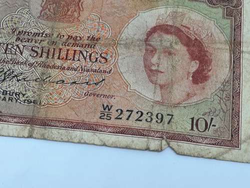BANK OF RHODESIA  AND NYASALAND 11TH JANUARY 1961 BANK NOTE