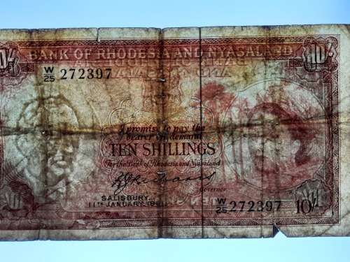BANK OF RHODESIA  AND NYASALAND 11TH JANUARY 1961 BANK NOTE