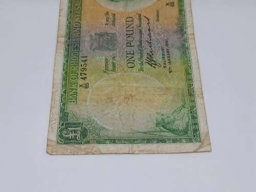 BANK OF RHODESIA AND NYASALAND 1 POUND 9TH JANUARY 1961 BANKNOTE