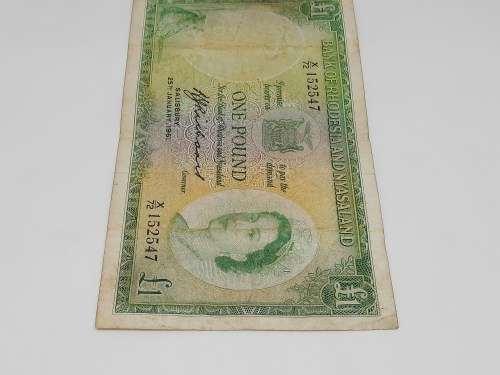 BANK OF RHODESIA AND NYASALAND 25TH JANUARY 1961 ONE POUND BANKNOTE