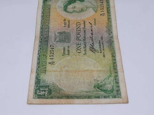 BANK OF RHODESIA AND NYASALAND 25TH JANUARY 1961 ONE POUND BANKNOTE