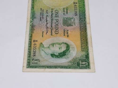 BANK OF RHODESIA AND NYASALAND 20TH MAY 1960 ONE POUND BANK NOTE