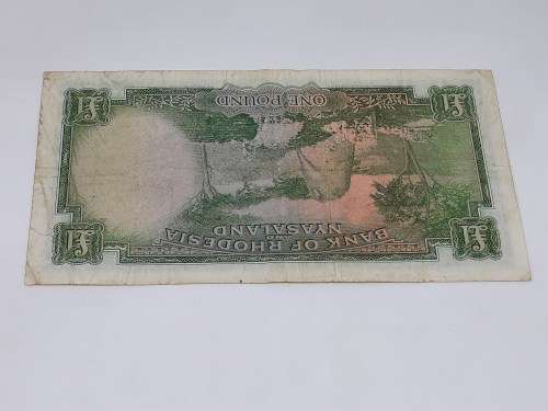 BANK OF RHODESIA AND NYASALAND 20TH MAY 1960 ONE POUND BANK NOTE