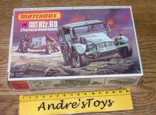 Vintage Kit by Matchbox ~ PK-0088 ~ Krupp Protz Kfz69 3.7cm Panzerabwehrkano ~ Plastic Kit ~ 1978