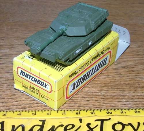1993  Matchbox MB54 Abrams M1 Tank ~  With a Black Grid type Original Box