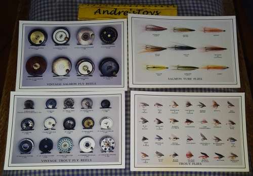 Post Card ~ `CC.45, 48,50 & 51` Salmon & trout vintage fishing gear