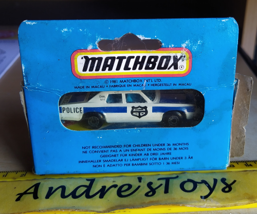 1981 Matchbox ~ Blue Window Box ~ MB 10 US Police Car ~ in original box