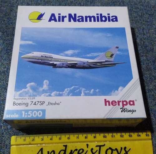 Herpa ~ 1:500 Scale ~ Diecast Air Namibia ~ Boeing 747SP Etosha V5-SPF