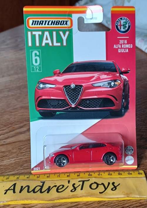 2021 Matchbox Italy ~ 6/12 2016 Alfa Romeo Giulia ~ Mint on Long card