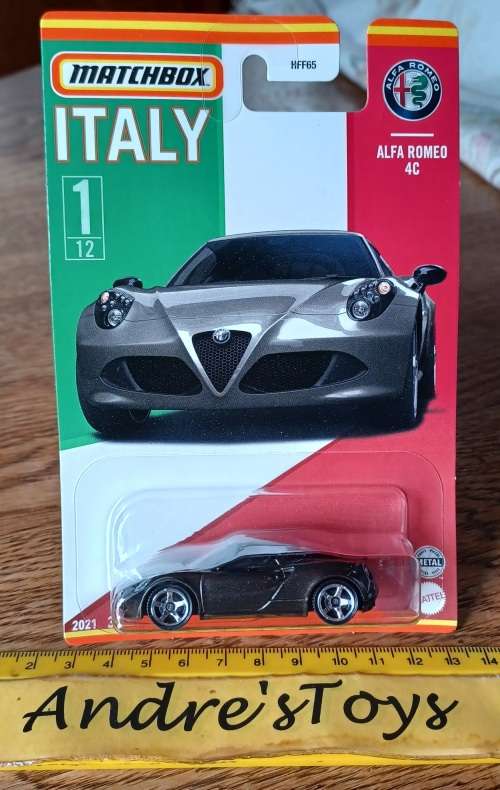 2021 Matchbox Italy ~ 1/12 2016 Alfa Romeo 4 C ~ Mint on Long card