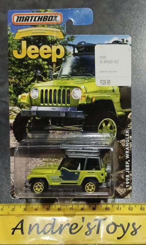 2015 Matchbox ~ Jeep ~ 1998 Jeep wrangler ~ Mint on Long card