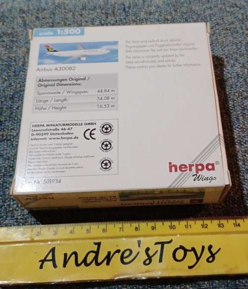 Herpa Wings ~ Airbus A300B2 1:500 South African Airways ~ Art-Nr 501934