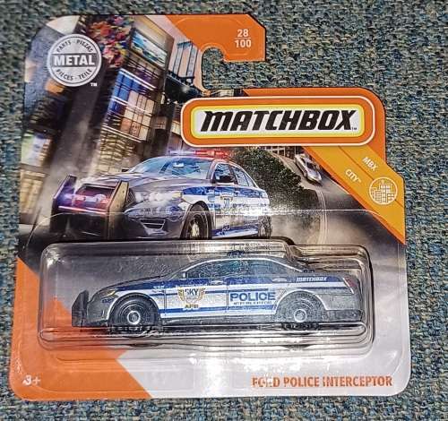 2019 Matchbox ~ 28/100 Ford Police Interceptor ~ Mint on Short card